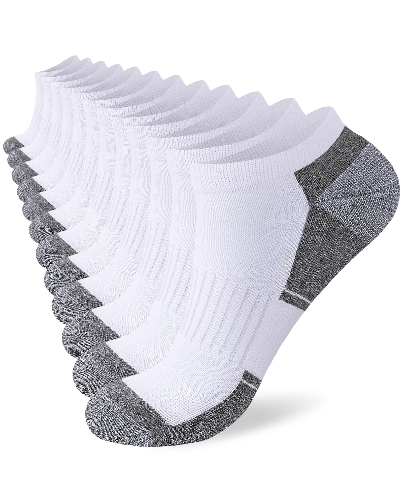🧦 InaWarm Sneaker Socken Herren 43-46 39-42 47-50, 6 Paar Gepolsterte Sportsocken, Atmungsaktive Kurze Socken, Anti-Blasen 43-46 Weiß
