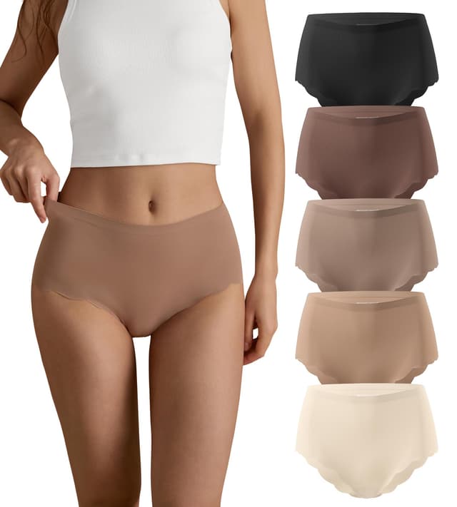 SHARICCA Nahtlos Slips Unterwäsche Damen Hohe Taille Bequeme Seamless Hipster Slips No Show Unterhosen Damen Panties Mehrpack Mehrfarbig-1p01-a S