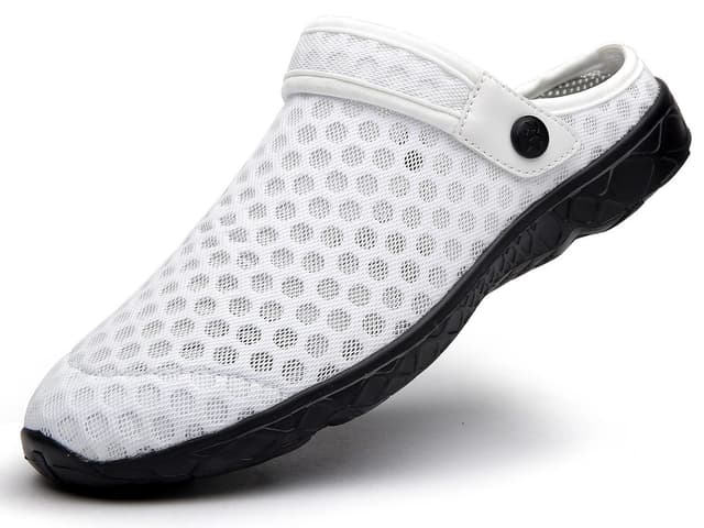 🌞 Damen Herren Clogs Hausschuhe Gartenschuhe Sommer Badelatschen Strand Schuhe Sandalen Pantoletten 39 EU E Weiß 🌺