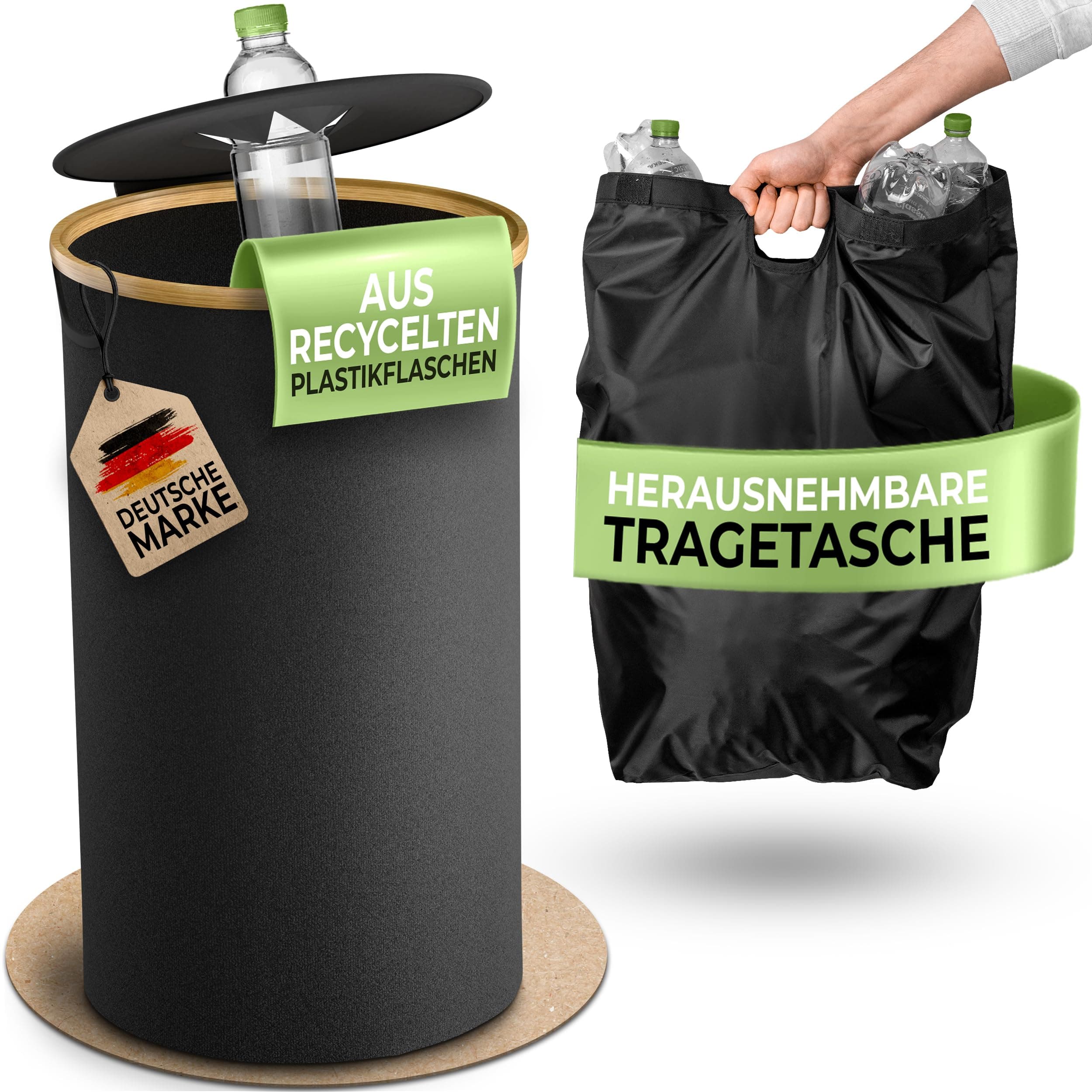 Glückstoff®️ Runde Pfandflaschen Aufbewahrung mit XXL Tragetasche