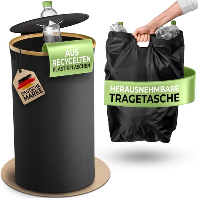 Glückstoff®️ Runde Pfandflaschen Aufbewahrung mit XXL Tragetasche