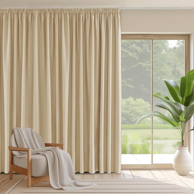 PONY DANCE Extra Breite Gardine Wohnzimmer mit Kräuselband 1er Set H 245 x B 200 cm Beige 🏡🌟