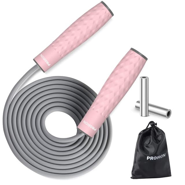 PROIRON Springseil mit Gewichten, Damen Sprungseil Anti-Rutsch Griffe, Dicke 7mm Jump Rope - Rosa 0.45KG 💪