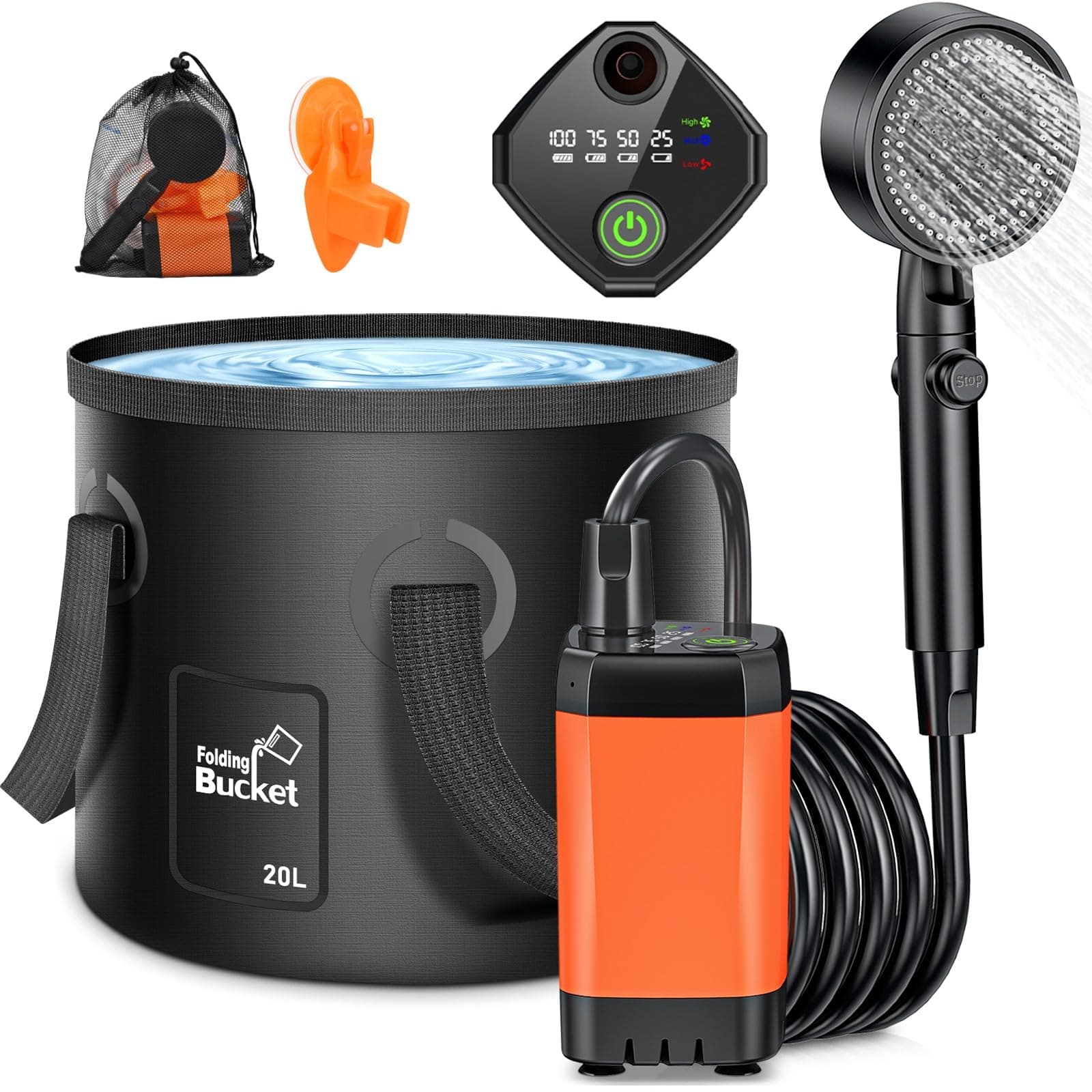 🚿🌞Rsaoty Tragbare Campingdusche mit Pumpe und 3000mAh Akku🌿🐾