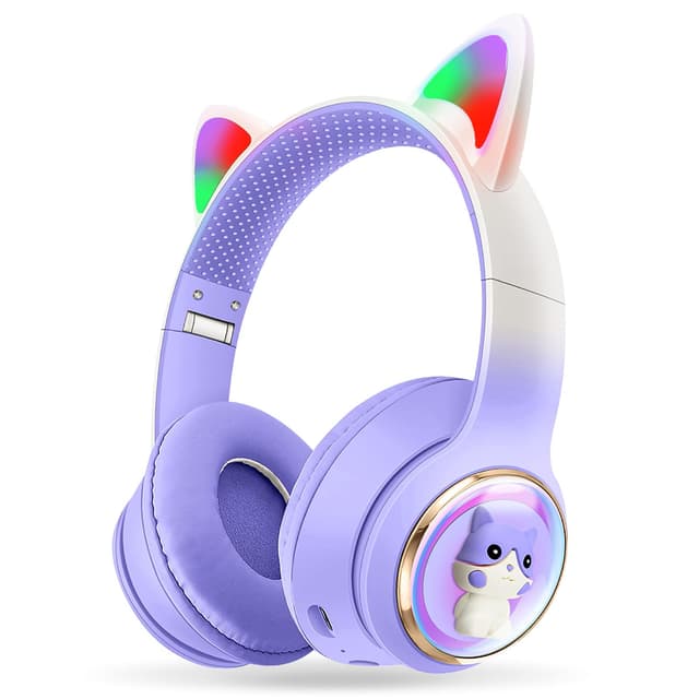 AXFEE Kopfhörer Kinder, 5.3 Bluetooth Mädchen Katzenohr Kopfhörer #02 Violett-v5.3 🎧🐱