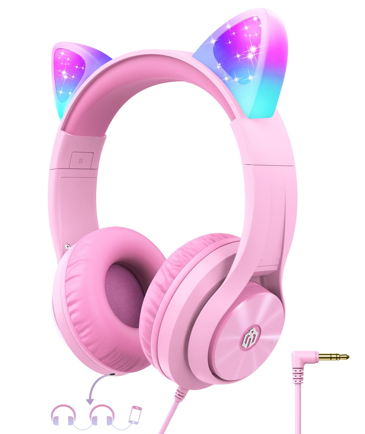 🎧 iClever Kinder Kopfhörer mit Katzenohr-LED-Lichter 🐱🌈