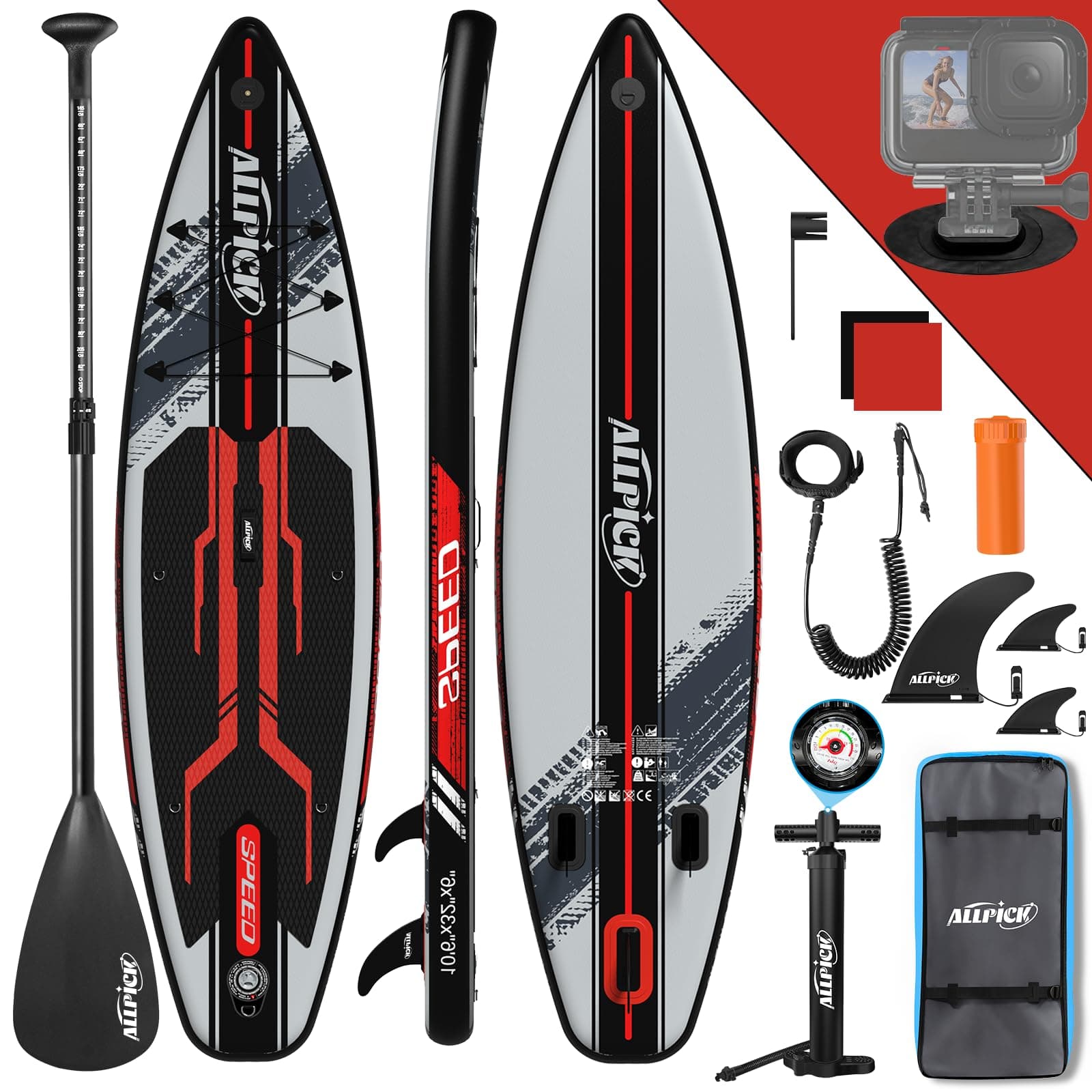 🌊 ALLPICK Premium SUP Board Set - Aufblasbares Stand Up Paddling Board, Mit Kamerahalterung, Komplettes Zubehör - Anfänger, Fortgeschrittene 🏄‍♂️