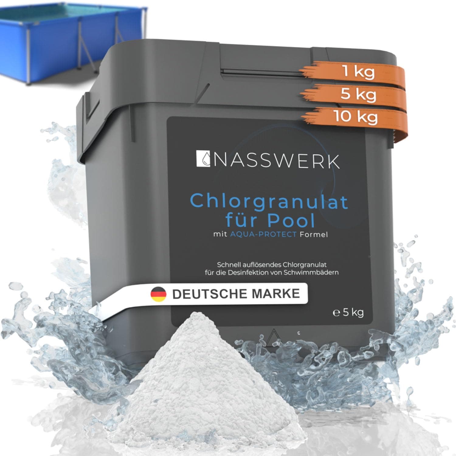 🏊‍♂️ NASSWERK® Chlorgranulat für Pool 5kg | Hocheffektives Schnellchlorgranulat für Pool & Whirlpool