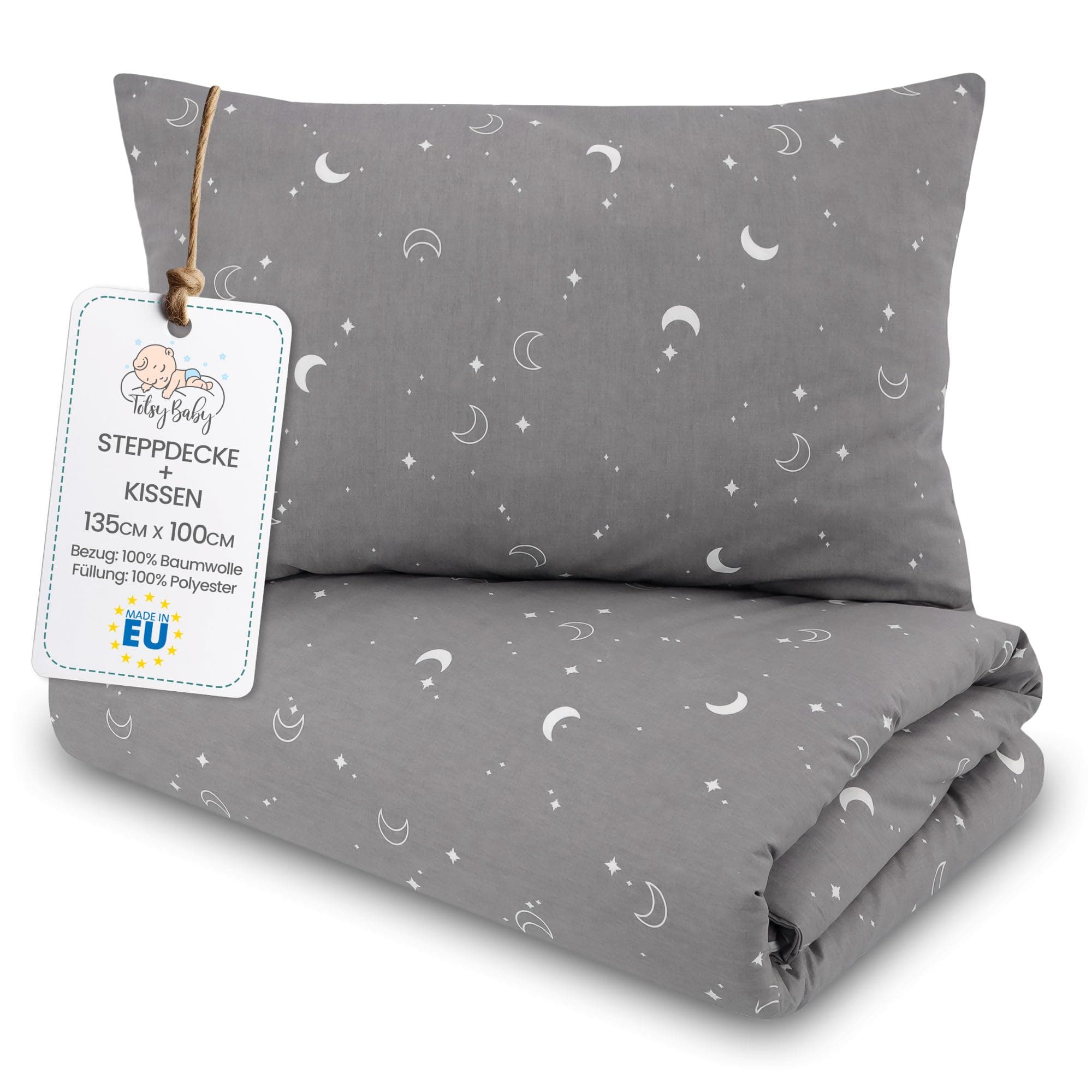 Kinder Bettdecke ohne Bezug 100x135 cm - Set aus Baumwolle Baby Decke und Kissen 🌱🎁