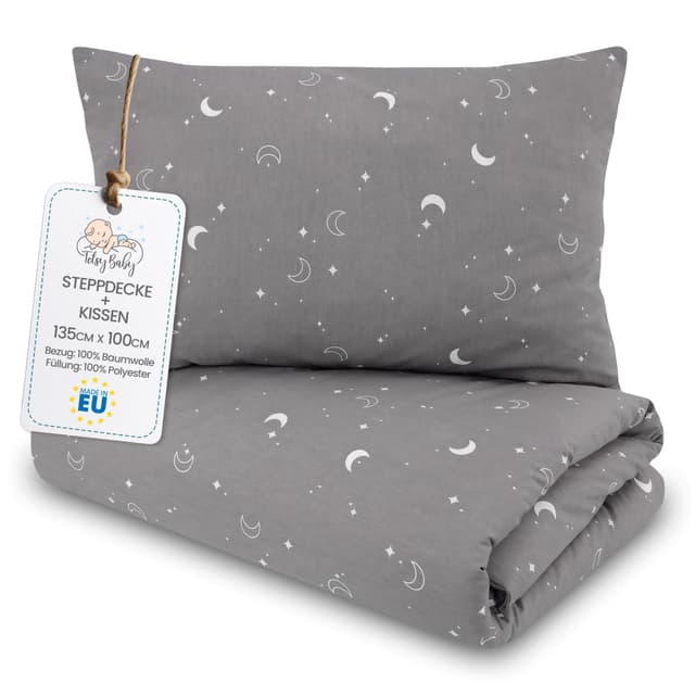 Kinder Bettdecke ohne Bezug 100x135 cm - Set aus Baumwolle Baby Decke und Kissen 🌱🎁