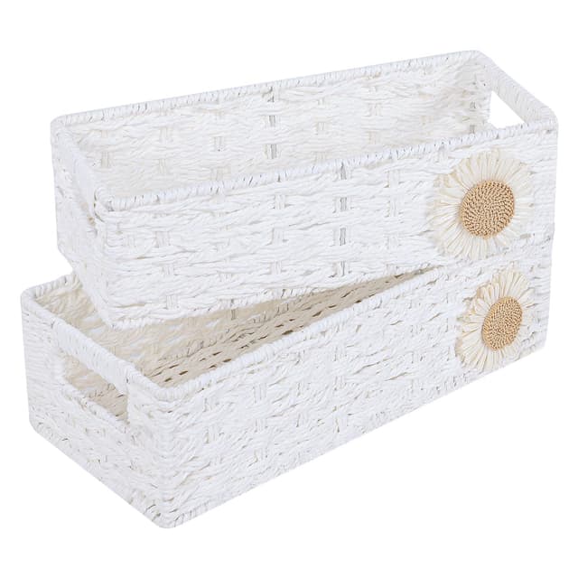 🎁 YheenLf Aufbewahrungsbox, 2er-Pack Aufbewahrungskörbe, Geschenkkorb Geflochten, Stapelbare Regalkörbe, Weiß 🛍️