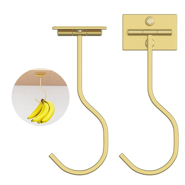 🍌🌟 Saffruff 2er-Pack selbstklebende Bananenhaken - Gold (2 Stück) 🌟🍌