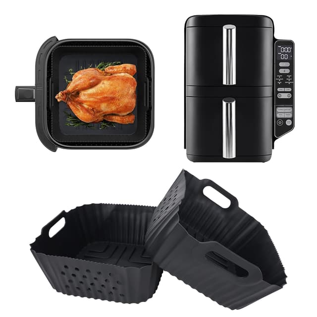 Angebot: 2 Stück Extra Hohe Silikonform Heißluftfritteuse für Ninja Double Stack 2-ebenen Heißluftfritteuse 7,6 l