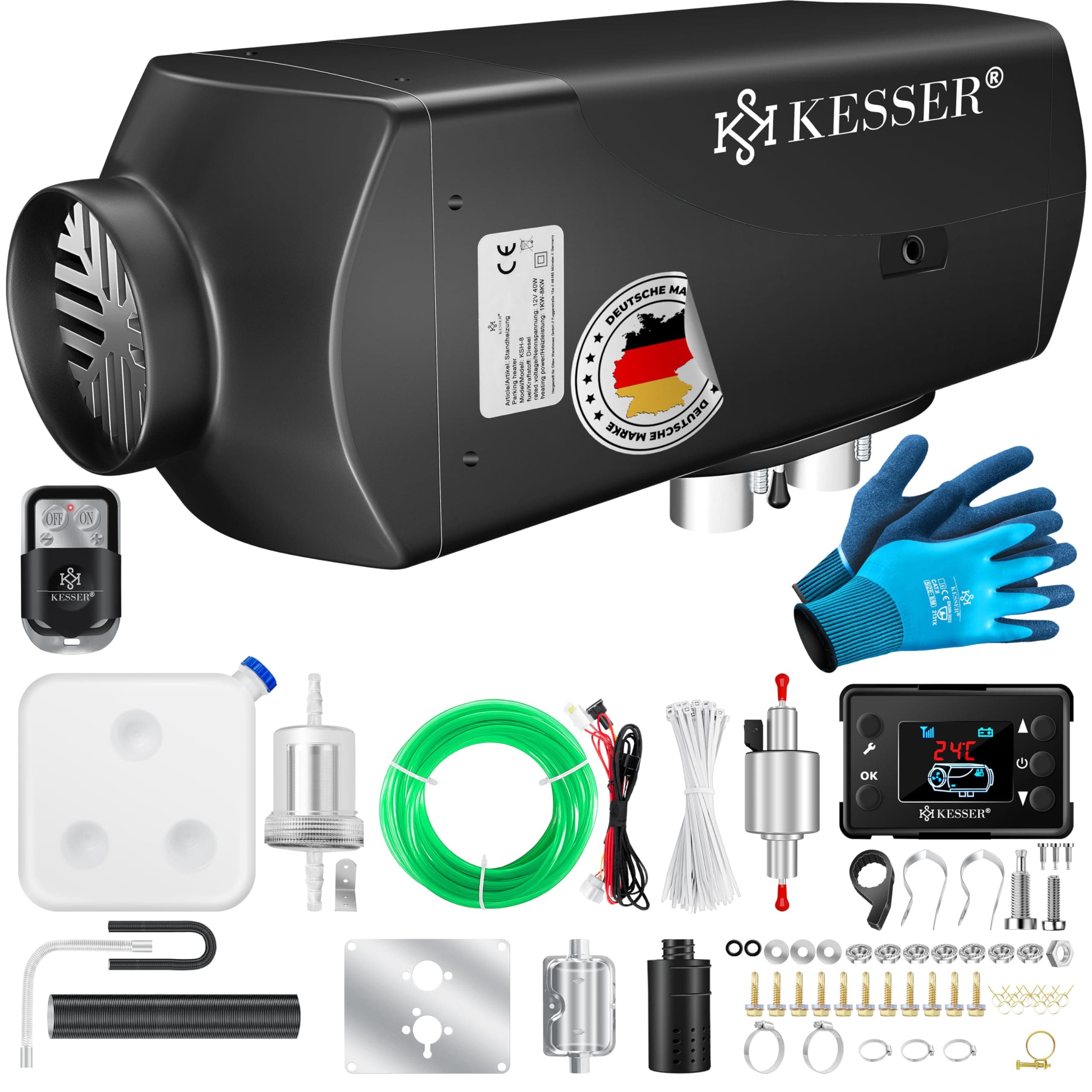 🔥 KESSER® Standheizung Diesel 8kW Dieselheizung 12V/24V mit Timer, LCD-Display & Fernbedienung 🔥