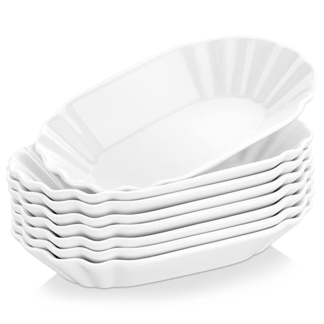 MALACASA Serie Regular 8-TLG. Set 🍟🍽️ 19,5x12x3,5 cm 8 Teilig Weiß | Angebot
