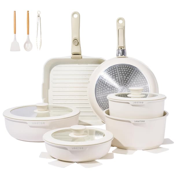 JEETEE Topfset Pfannenset mit abnehmbarem Griffen 25-Teilig 🍳🥘