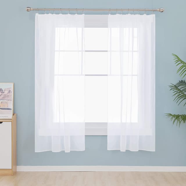 🌟 Deconovo Voile-Gardine, halbtransparent, Weiß, 140 x 137 cm, 2er-Set H138 x B140 cm (2er Pack) Weiß 🌟