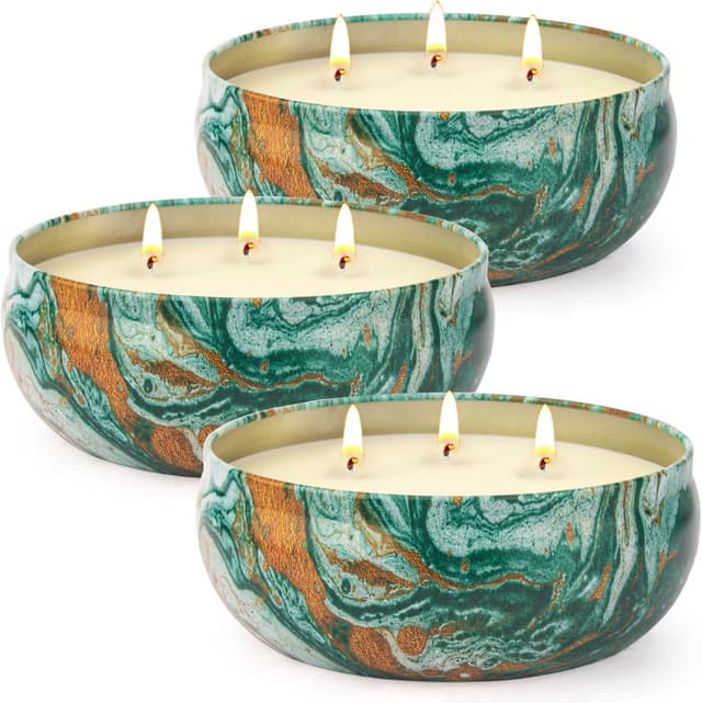 🌿 Citronella Kerzen Outdoor Groß - 3 x 14oz 3-Docht Camping Kerz 🏕️
