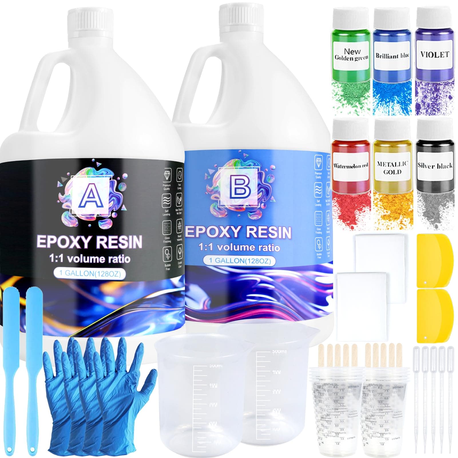 🎨 Ghguole Epoxidharz Set-7.6 L/2 Gallonen mit Härter 1:1 für Anfänger