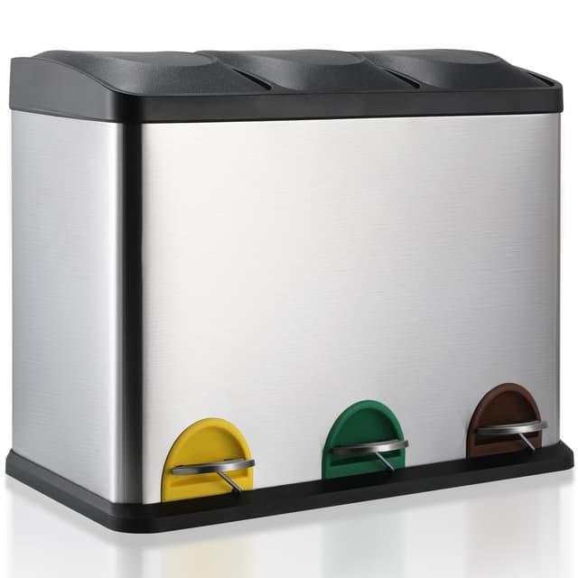 🗑️ LIFERUN Mülleimer 3 Fächer, 3X 15L Mülltrennsystem - Angebot!