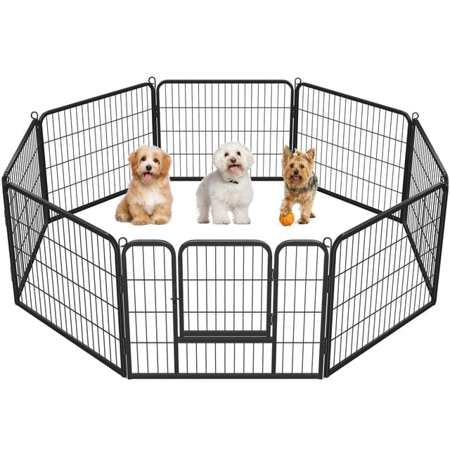🐶🏡 Yaheetech Freilaufgehege für Kleintiere Welpenauslauf mit Tür 🚪 Laufgitter Welpenfreigehege Hundegehege 🐾 Laufstall für Hund, Katze, Welpe, Kaninchen 8 Gitter je 80 x 60 cm 8 tlg - 80 x 60 cm