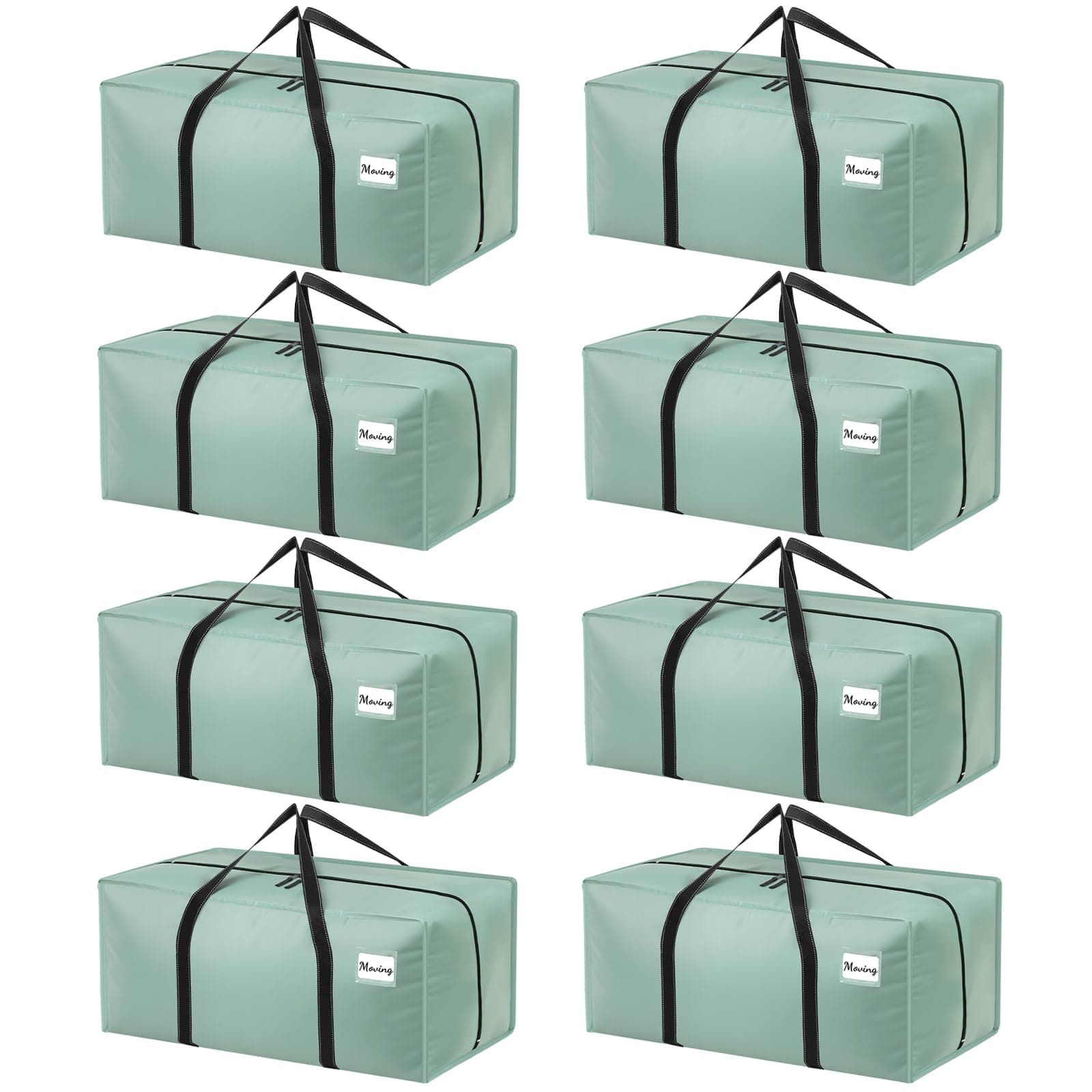 📦 Dntorx 8 Stück 120L Aufbewahrungstasche - 8er-Pack Hellgrün 120l - Umzugskartons Große mit Reißverschluss Griff Faltbar