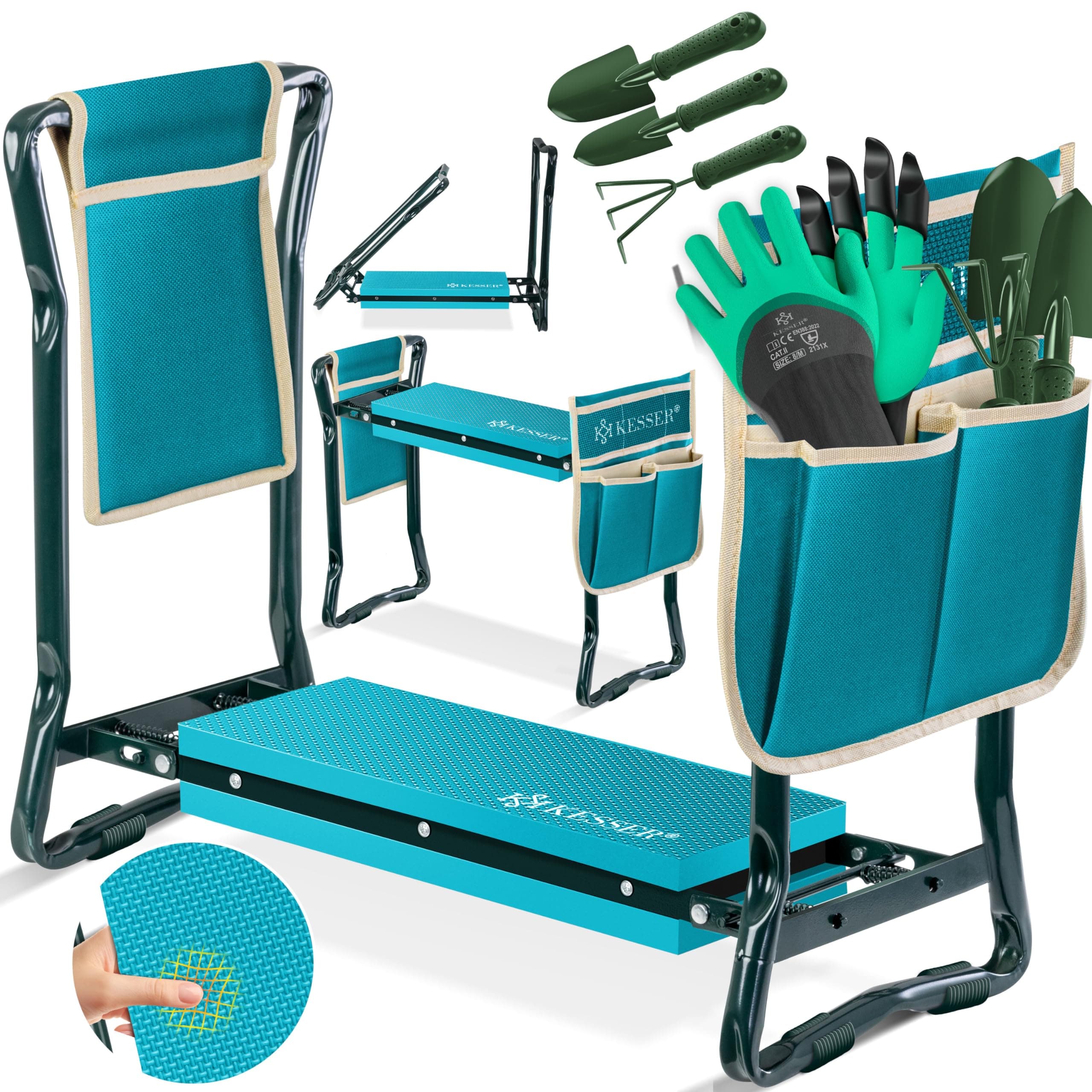 KESSER® 2 in 1 XXL Kniebank für Gartenarbeit Gepolstert Sitzunterlage Eva-Schaumkissen Gartenhocker Klappbar