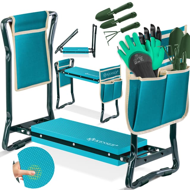 KESSER® 2 in 1 XXL Kniebank für Gartenarbeit Gepolstert Sitzunterlage Eva-Schaumkissen Gartenhocker Klappbar