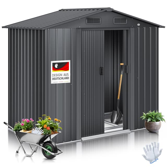 🏡 KESSER® XL Metall Gerätehaus 4,2m³ mit Fundament 🧤 | Gartenhaus Schrank Anthrazit