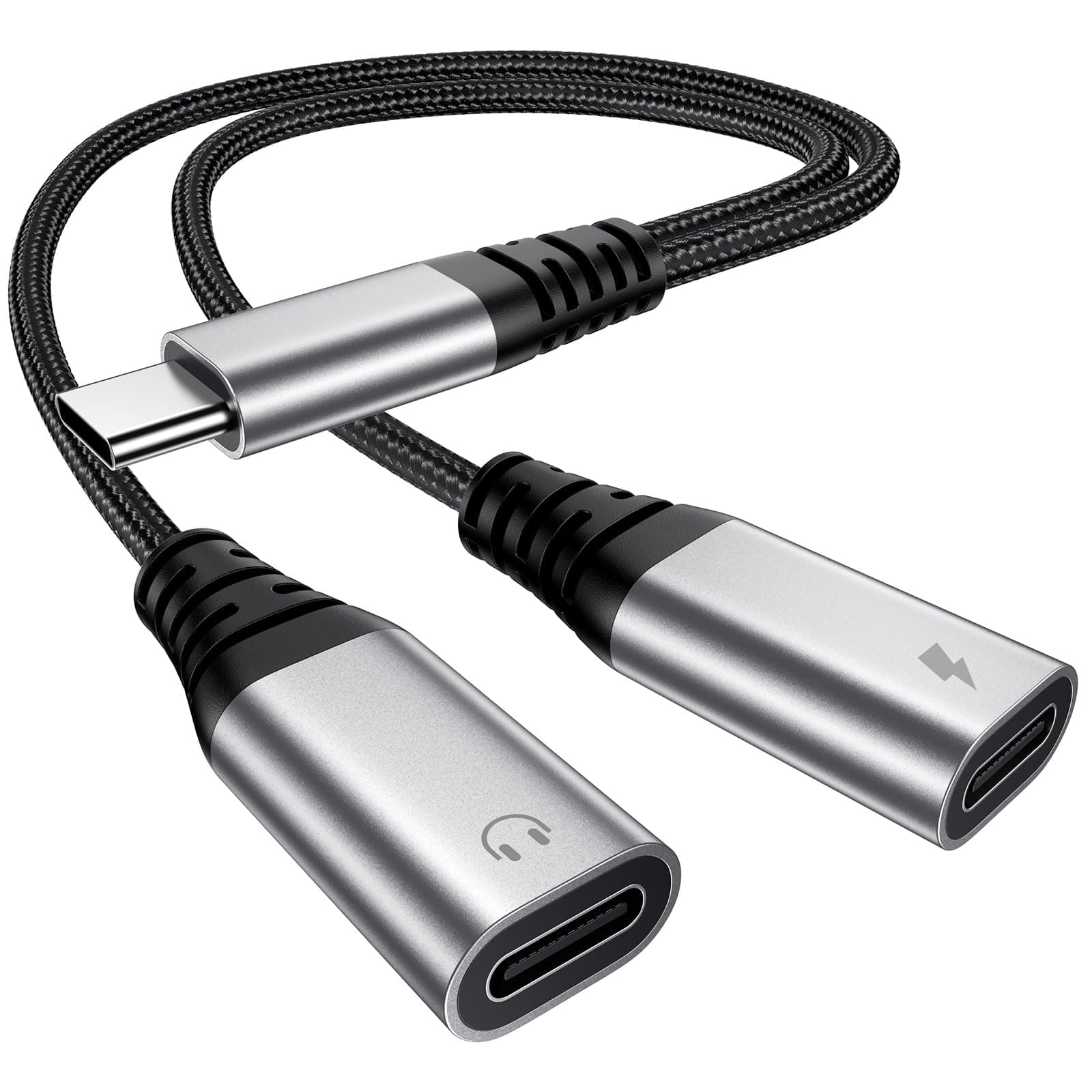 🔌🎧 USB C Splitter 1 zu 2, USBC Verteiler Doppelstecker, USB C Kopfhörer Adapter und Laden für iPhone 16 15 Plus Pro Max, iPad Pro Air Mini, Samsung S25 S24 S23 S22 S21 S20 Ultra, Google, Laptop usw 2UC-712
