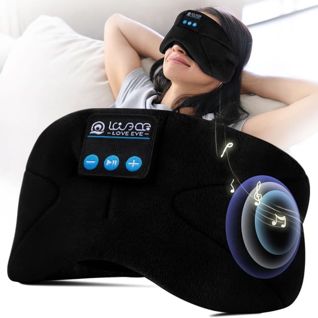 🌙 Schlafmaske mit Bluetooth Kopfhörern - 100% Lichtundurchlässige Augenmaske