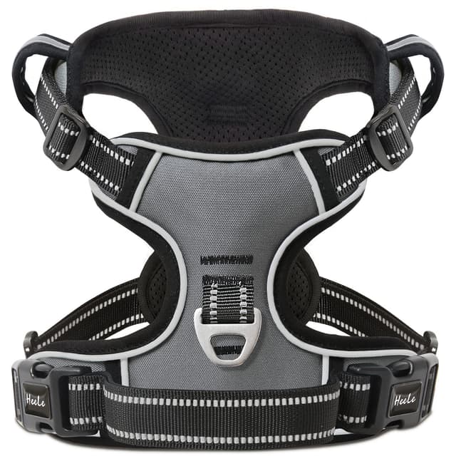 🐶🌟 HEELE No-Pull Hundegeschirr in Grau, M M Uni-Grau 🌟🐶