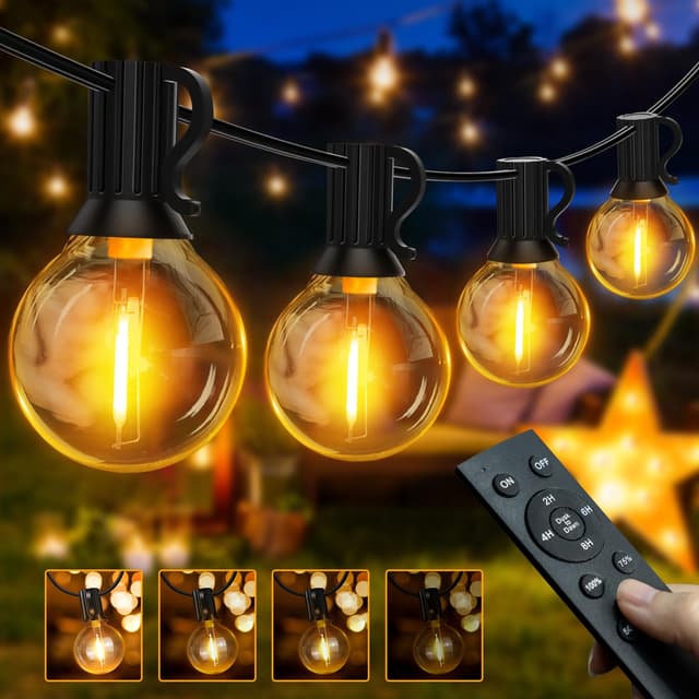 🌟 Ollny Lichterkette außen Dimmbar, 15M Lichterkette Outdoor strom 25+2 G40 Glühbirnen 🌟