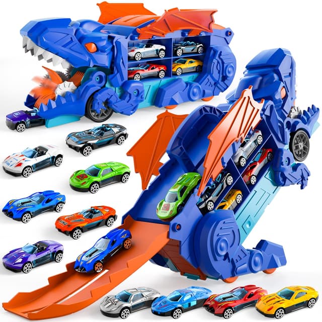 🦕 Kleinkind Auto Spielzeug für 3-6 Jahre Alte Jungen - Dinosaurier Transporter LKW 🚚