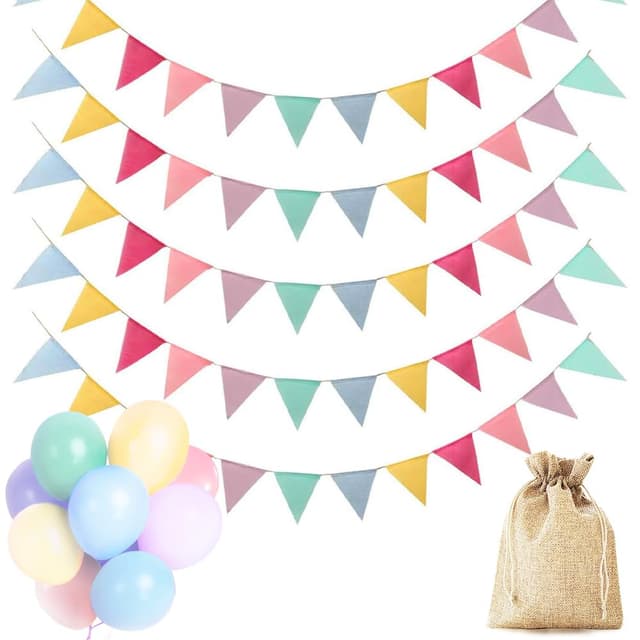 🎉 Dusor Wimpelkette Set - 5 Stück 5M 60 Wimpel 🎈
