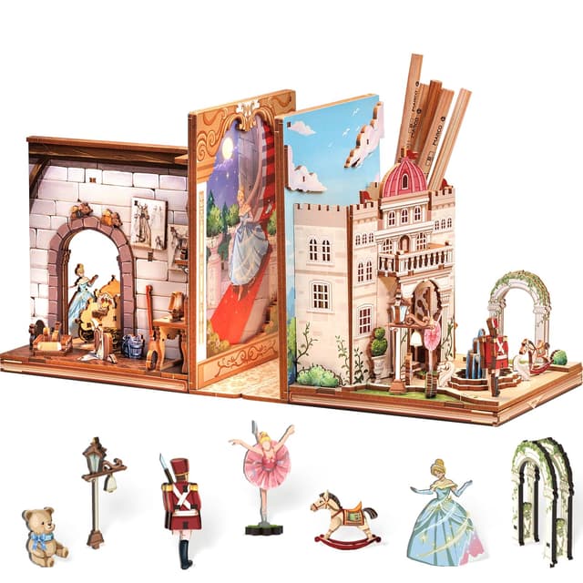 Cutefun DIY Book Nook Kit mit Einsteckbar Staubschutzplatte