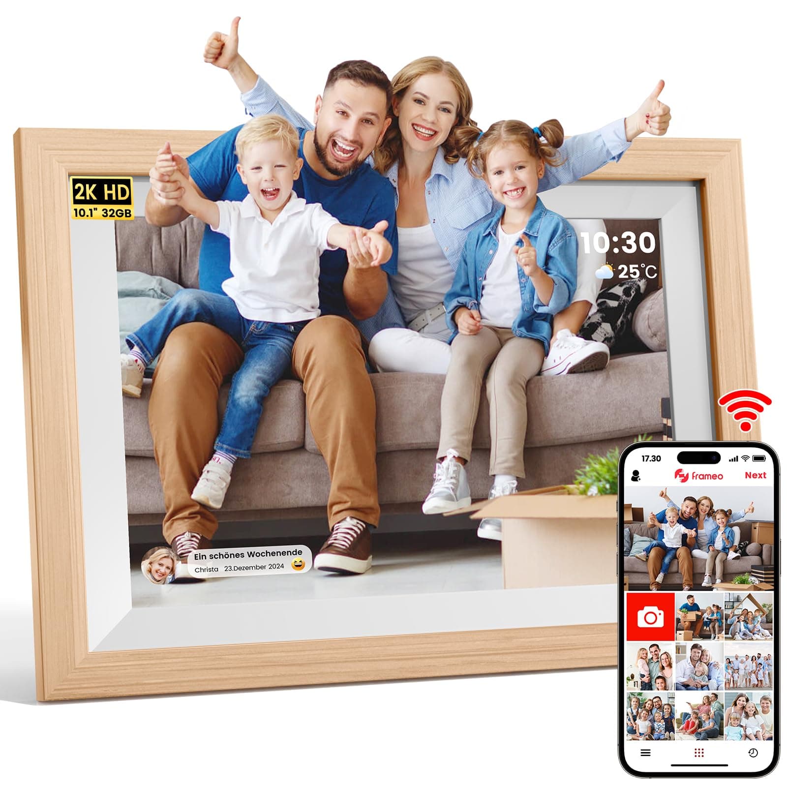 2K HD Digitaler Bilderrahmen WLAN, 10,1 Zoll 32 GB LED Auto-Rotat Digital Frame 📸🌟