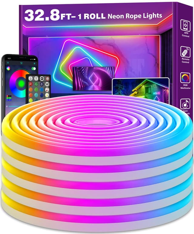 10m LED Neon Seillichter mit App/Fernbedienung 🌈