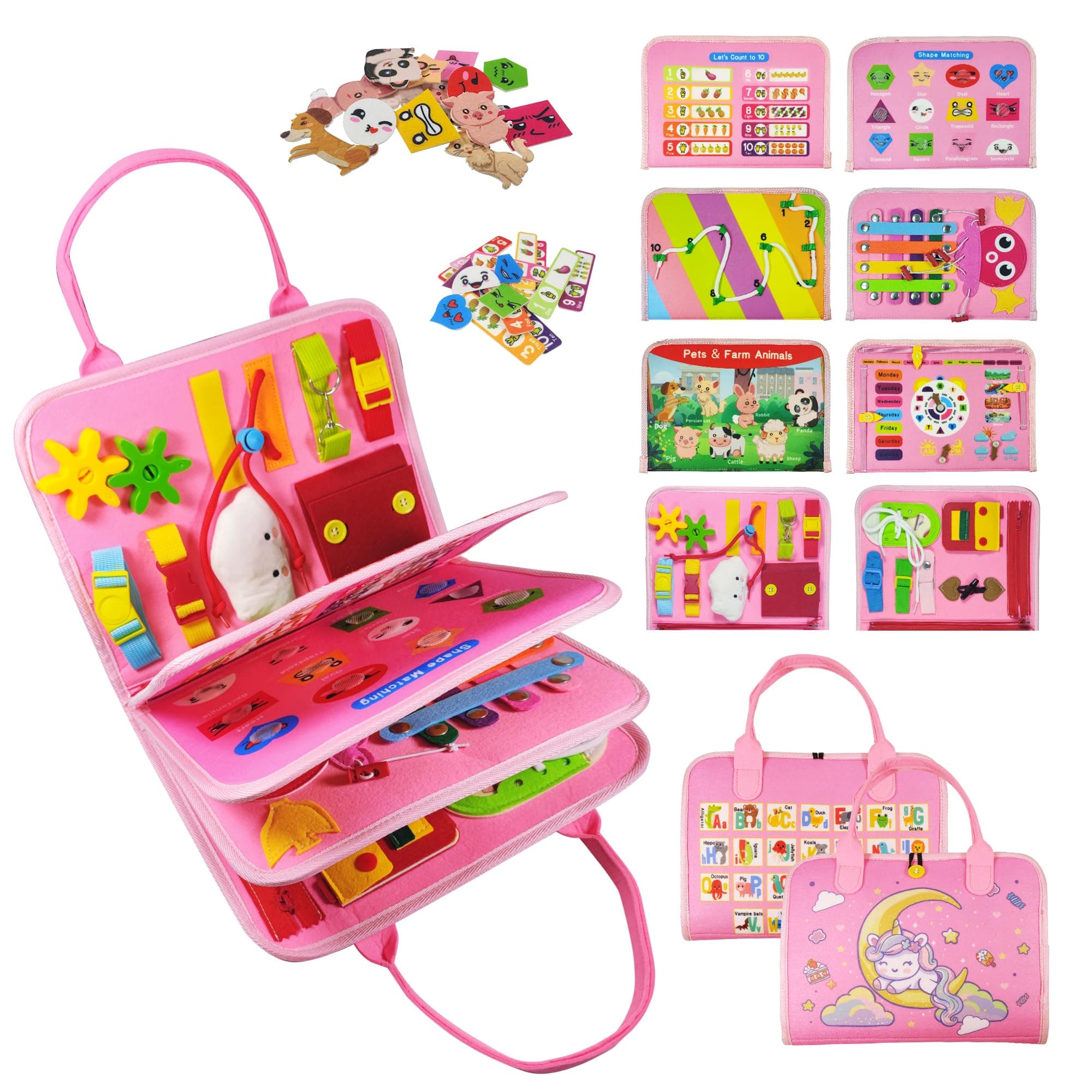 🎨 TenFans Busy Board - Montessori-Spielzeug für 1-4 Jährige - Sensorische Spielzeuge - Geschenke für Mädchen 🎁