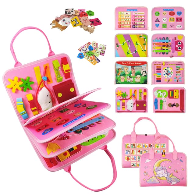 🎨 TenFans Busy Board - Montessori-Spielzeug für 1-4 Jährige - Sensorische Spielzeuge - Geschenke für Mädchen 🎁