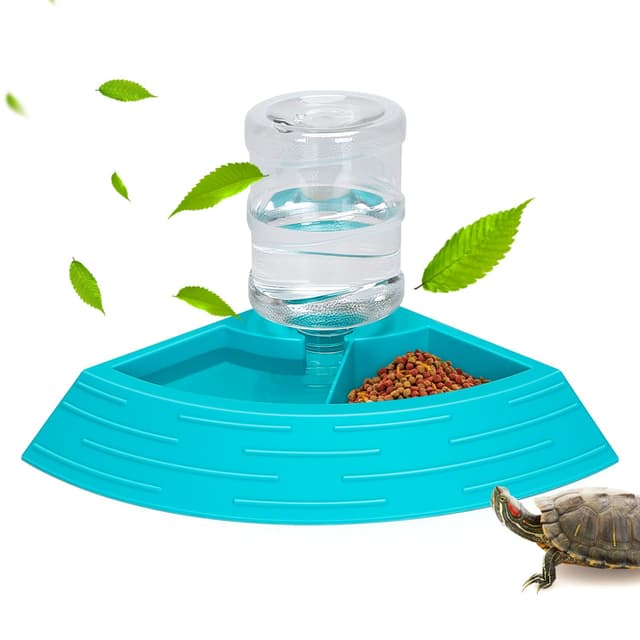 Nobleza - Schildkröten Wasserschale, Fressnapf Schildkröten Reptilien Fütterung Nahrungsschale Wasser Schüssel, Automatisierte Futterspender Plastik Trinkschale Eidechse (Blau, Größe L) L (650ml)