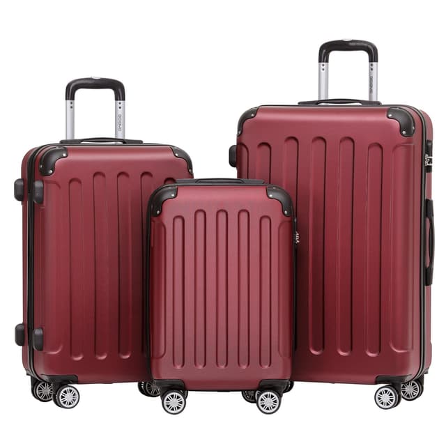 🧳🔒 BEIBYE Hartschalen-Koffer Trolley Rollkoffer Set Weinrot