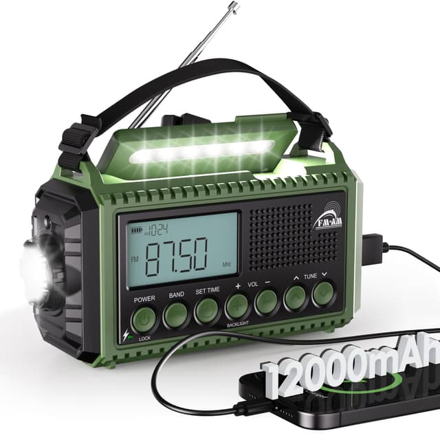 📻 Mesqool Kurbelradio mit 12000mAh Powerbank - AM/FM/SW Notfallradio