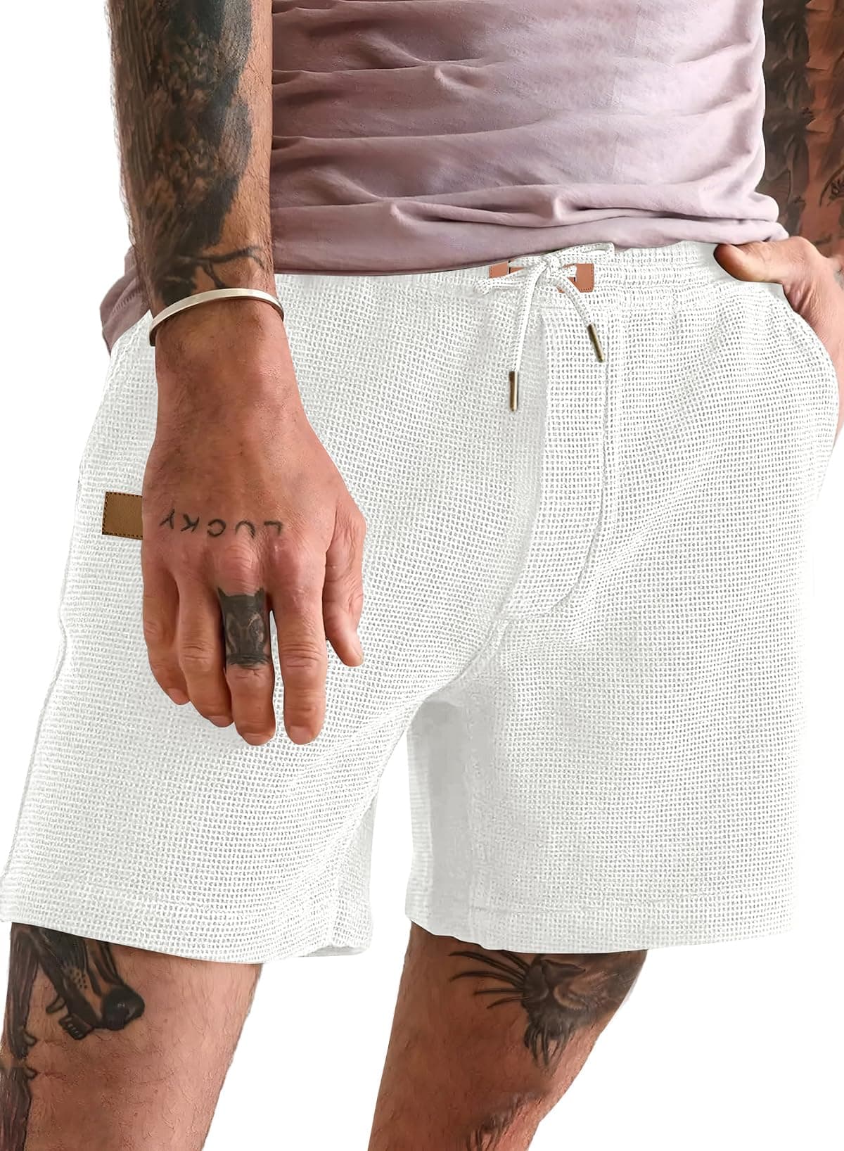 JMIERR Kurze Hosen Herren Waffel Shorts Sommer Freizeit 🩳