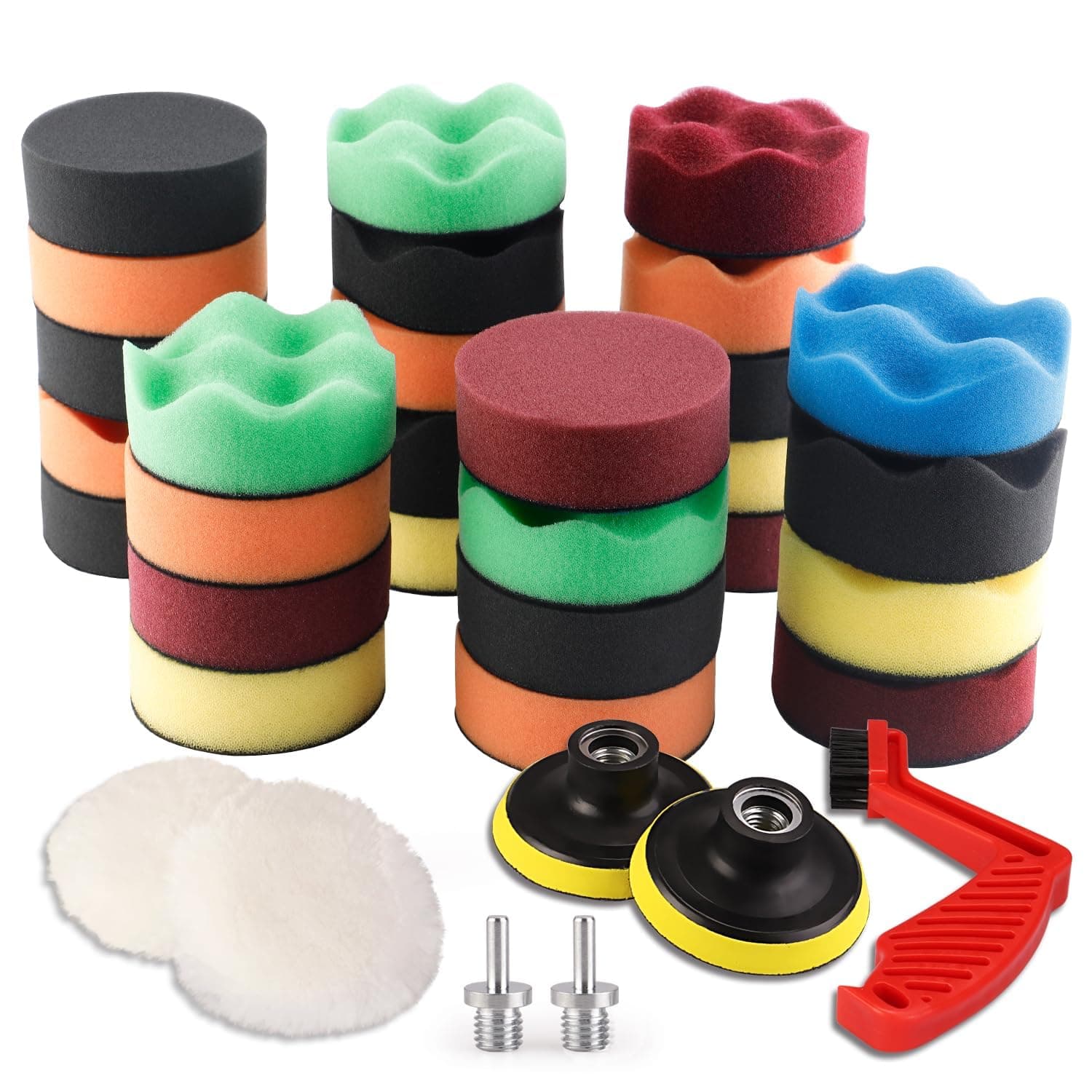 🚗🔧 SPTA Polierschwamm, 34tlg 80mm Polierschwämme Polieren Pad Schwamm Set