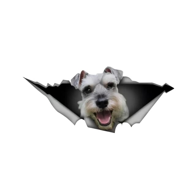 Autoaufkleber 25cm Schnauzer Hund Lustig Personalisieren Wasserdichte 3D Zerrissen Metall Reflektierende Aufkleber