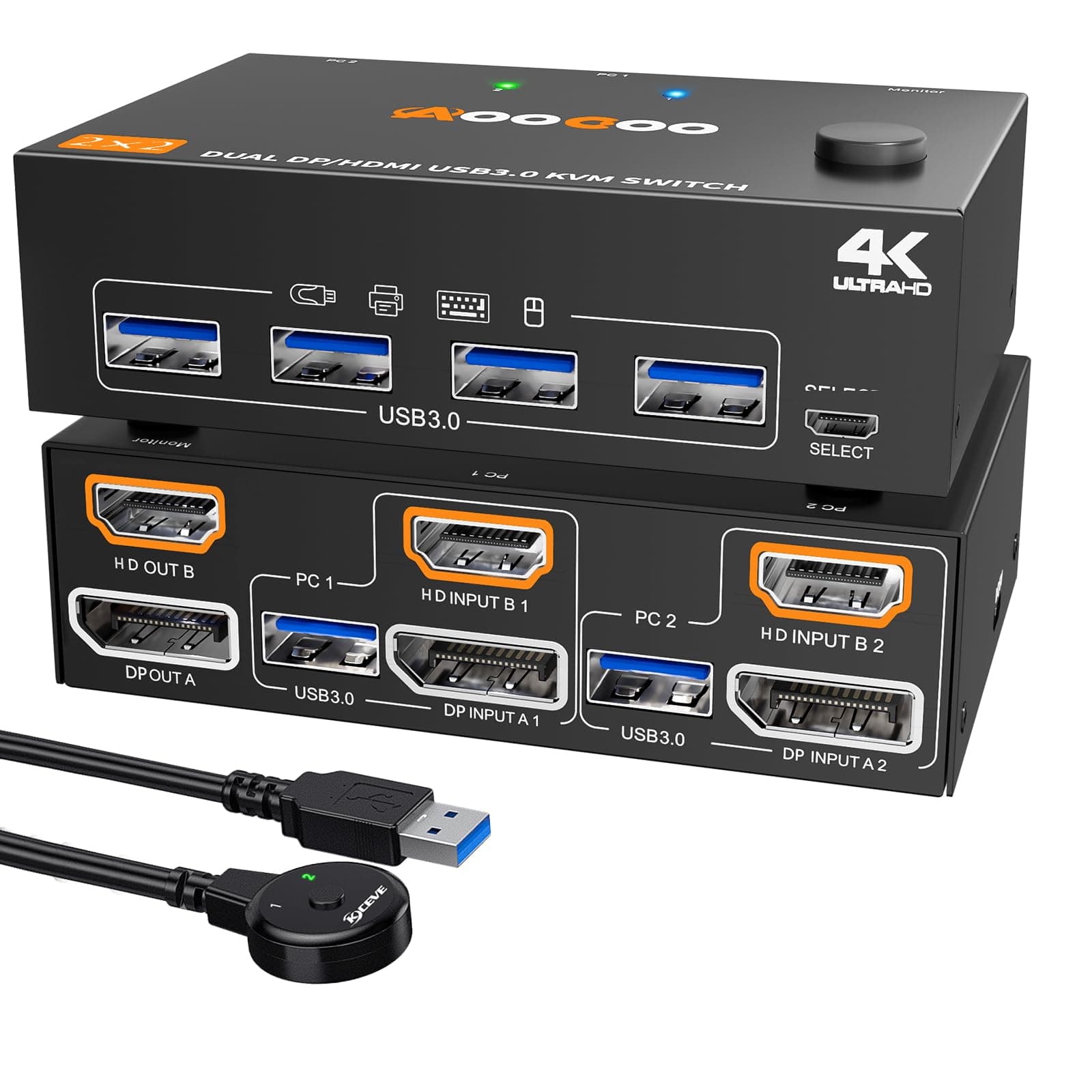 🌟 HDMI Displayport KVM Switch 2 PC 2 Monitore 4K@60Hz/2K@120Hz 🌟
