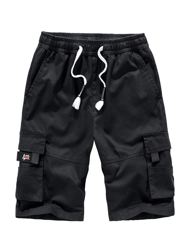 🔥 APTRO Herren Kurze Hosen Cargo Shorts Outdoor Sommer Shorts Freizeit Baumwolle Arbeitsshorts Schwarz 4XL 🔥