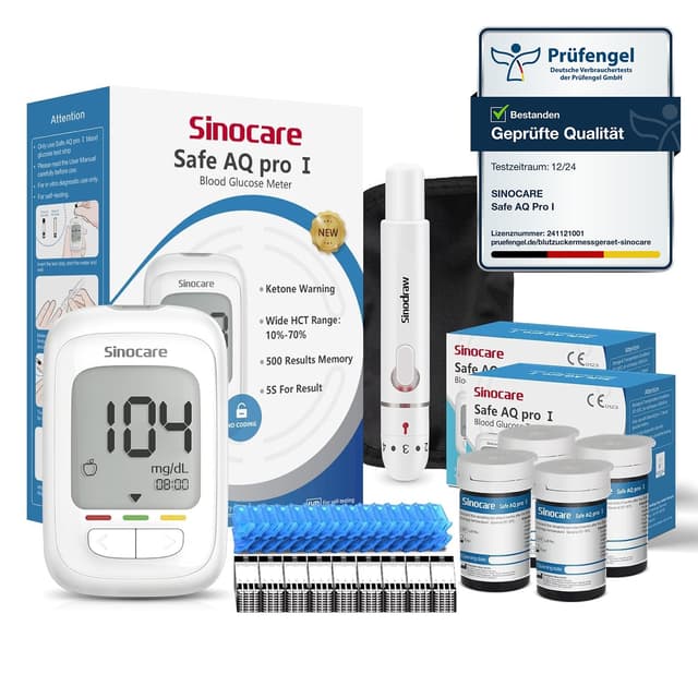 🔥 Blutzuckermessgerät Set mit Teststreifen 100 | Zuckermessgerät Glucose Monitor