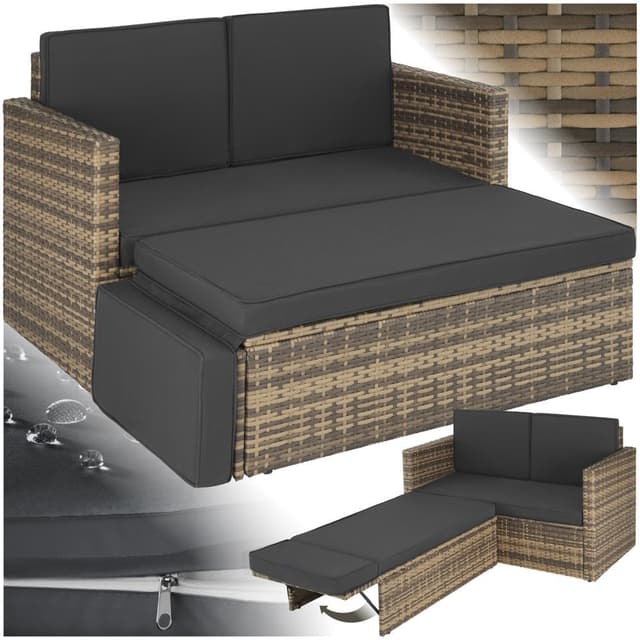 🌿🛋️ Tectake Sofa Set - 2 Sitzer Sessel mit Hocker und Schlaffunktion 🌞🌳